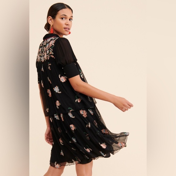 Anthropologie Let Me Be Vivian Floral Dress Boho Embroidered Floral Size Small - Picture 2 of 16